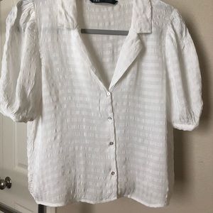 Zara Off White Textured Blouse